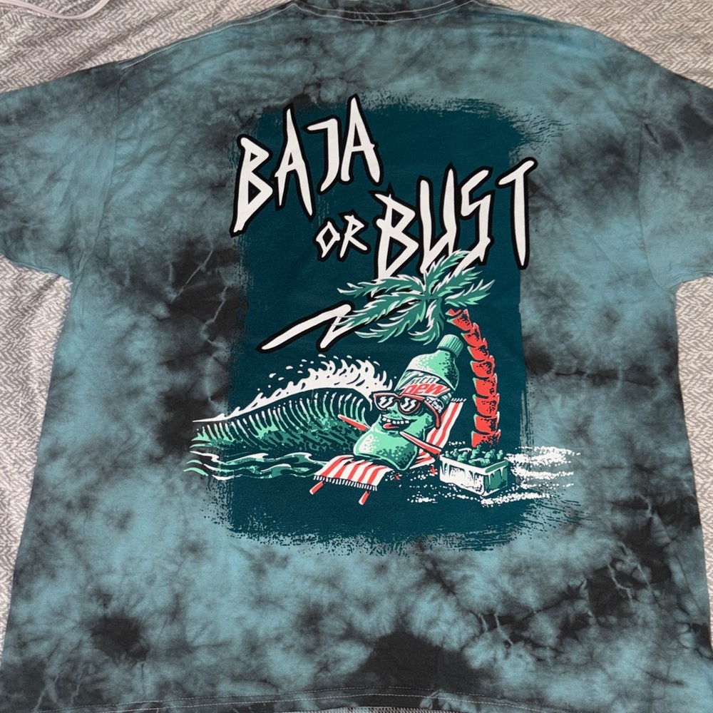 MTN Dew Baja Blast Tie-Dye Unisex Tee - Blue and Black - Size L